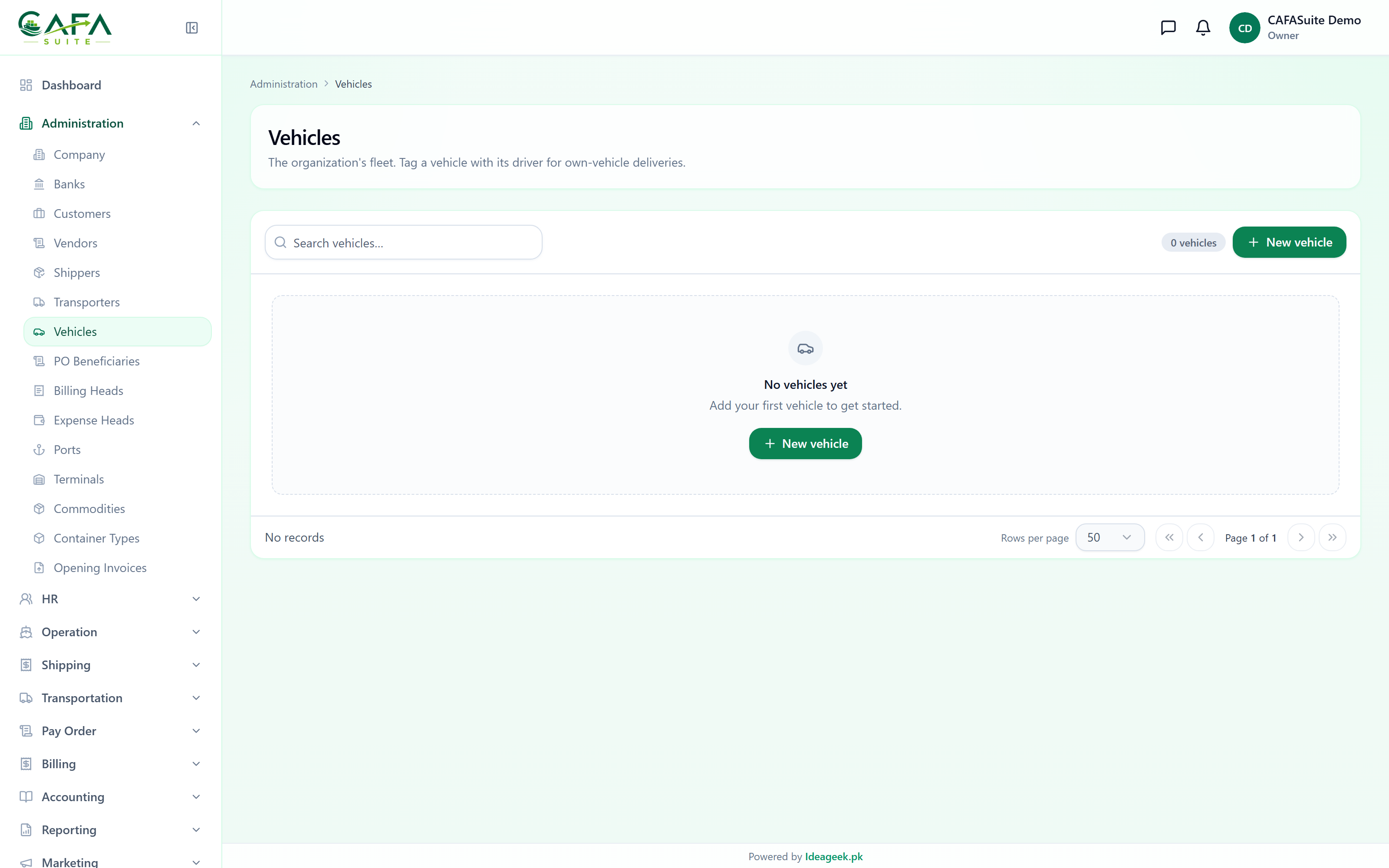 Vehicle master data