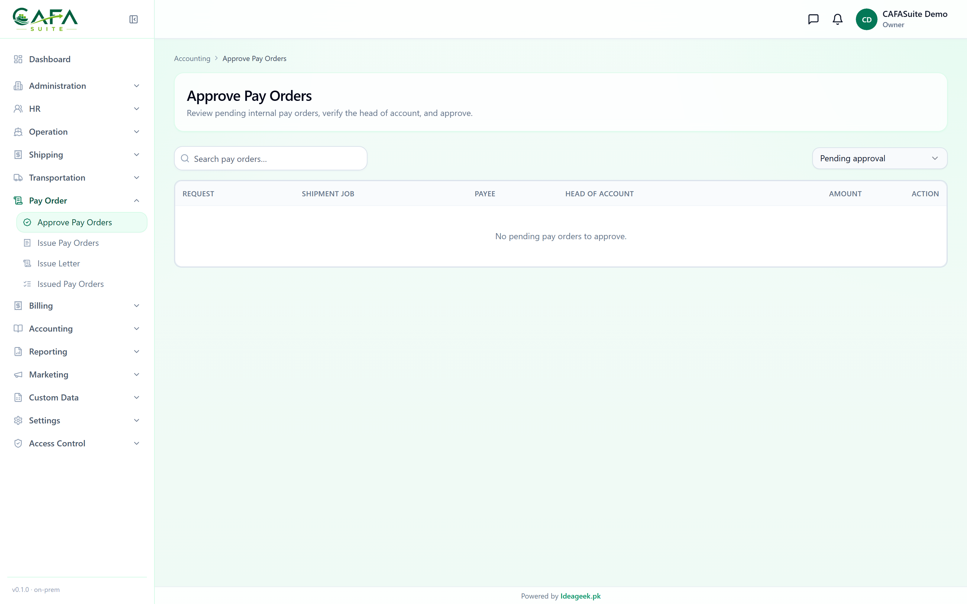 Approve pay orders